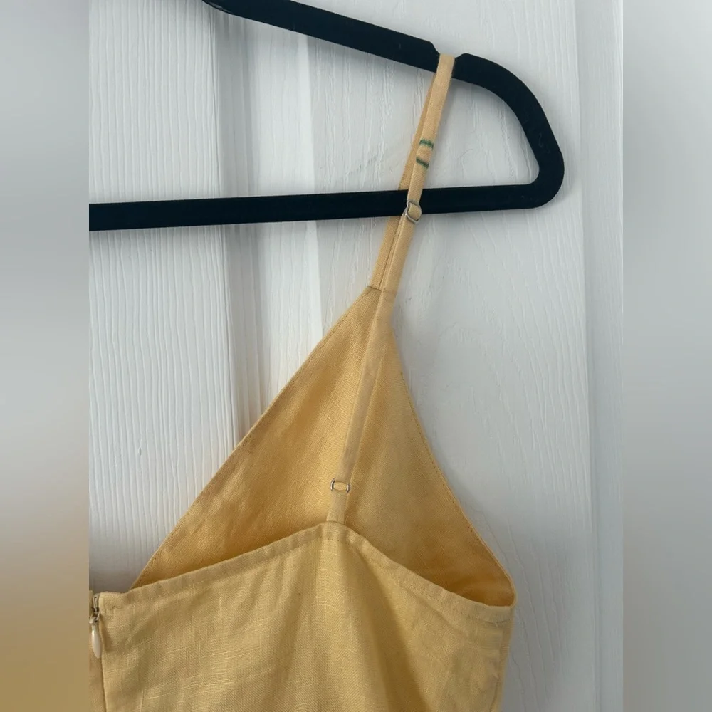 Reformation Clover Linen Dress Buttercup Yellow Size 6 - Picture 9 of 13